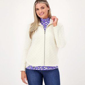 Isaac Mizrahi Live! Soho Knit Jacquard Tulip Hem Jacket - Sea Salt  a567701
